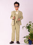 Vastramay Boy's Black And Mint Green Shirt Blazer Waist Coat And Pant