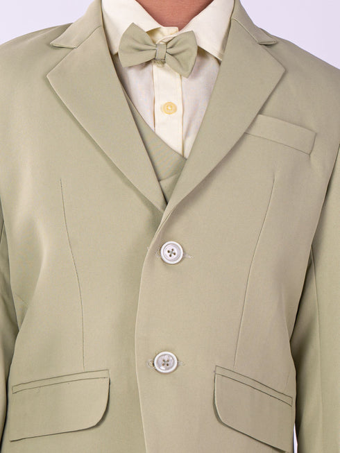Vastramay Boy's Black And Mint Green Shirt Blazer Waist Coat And Pant