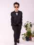 Vastramay Boy's Black Shirt Blazer And Pant