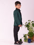 Vastramay Boy's Black And Green Shirt Blazer And Pant