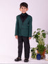 Vastramay Boy's Black And Green Shirt Blazer And Pant