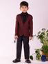 Vastramay Boy's Black And Maroon Shirt Blazer And Pant