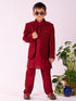 Vastramay Boy's Maroon Jodhpuri And Kurta Pyjama Combo Set
