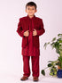 Vastramay Boy's Maroon Jodhpuri And Kurta Pyjama Combo Set