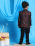 Vastramay Boy's Black And Red Woven Design Blazer
