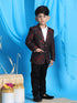 Vastramay Boy's Black And Red Woven Design Blazer