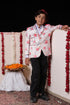 VASTRAMAY Boy's Peach Floral Print Blazer