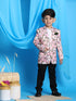 Vastramay Boy's Pink Floral Printed Blazer