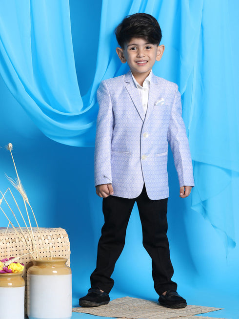 Vastramay Boy's Lavender Woven Design Blazer