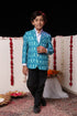VASTRAMAY Boy's Aqua Ikkat Print Blazer