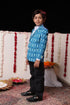 VASTRAMAY Boy's Aqua Ikkat Print Blazer