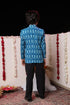 VASTRAMAY Boy's Aqua Ikkat Print Blazer