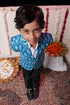 VASTRAMAY Boy's Aqua Ikkat Print Blazer