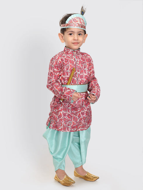 Vastramay Boy's Janmashtami Printed Krishna Kurta and Dhoti Set