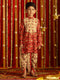 Vastramay Boys' Red And Cream Patola Print Ethnic Kurta And Dhoti Set