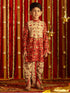 Vastramay Boys' Red And Cream Patola Print Ethnic Kurta And Dhoti Set