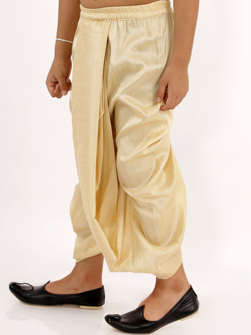 Vastramay Boy's Gold Silk Blend Solid Dhoti