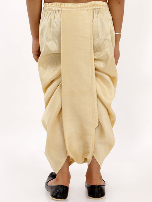 Vastramay Boy's Gold Silk Blend Solid Dhoti