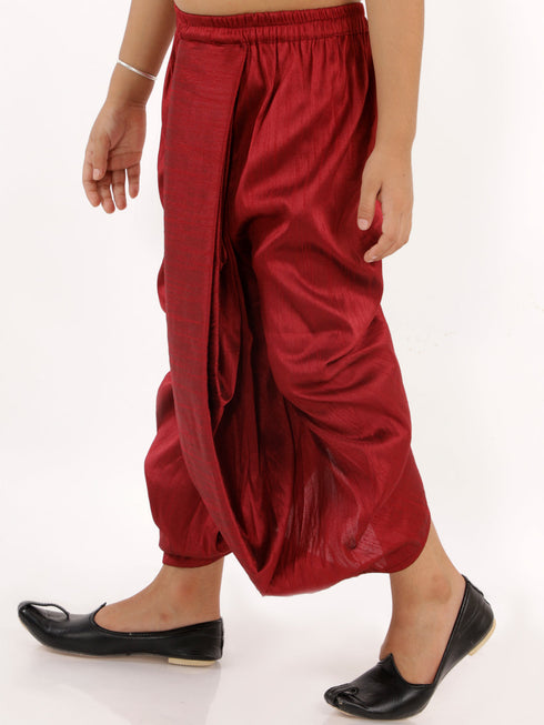 Vastramay Boy's Maroon Silk Blend Solid Dhoti