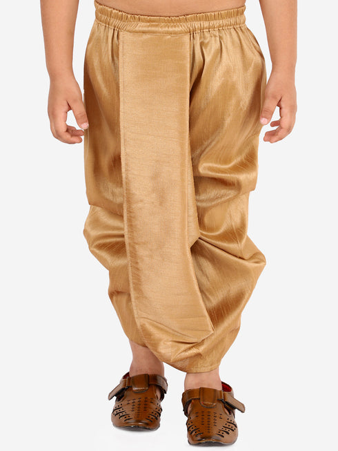 Vastramay Boy's Rose Gold Silk Blend Solid Dhoti
