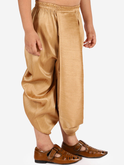 Vastramay Boy's Rose Gold Silk Blend Solid Dhoti