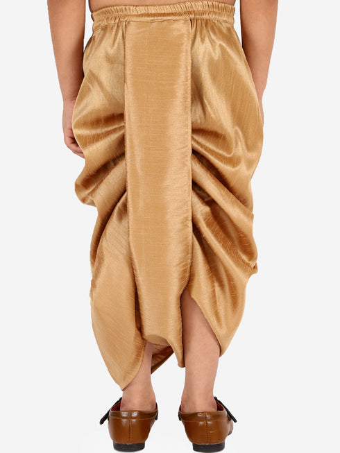 Vastramay Boy's Rose Gold Silk Blend Solid Dhoti