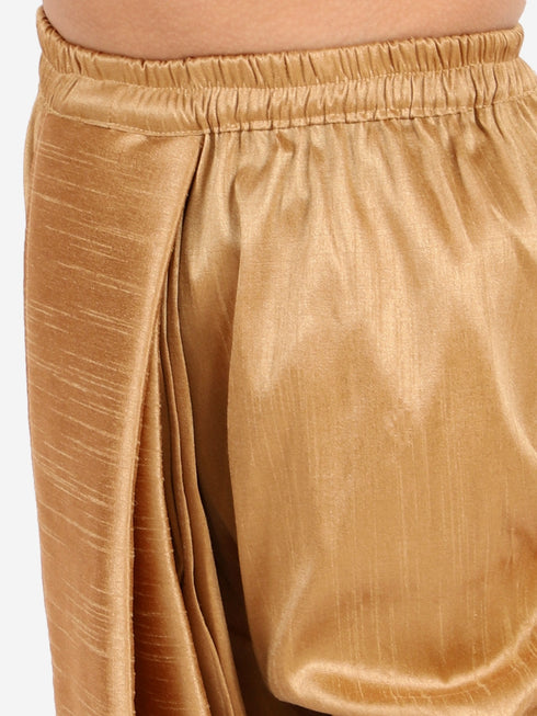 Vastramay Boy's Rose Gold Silk Blend Solid Dhoti
