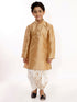 Vastramay Boy's Cream Silk Blend Embroidered Dhoti