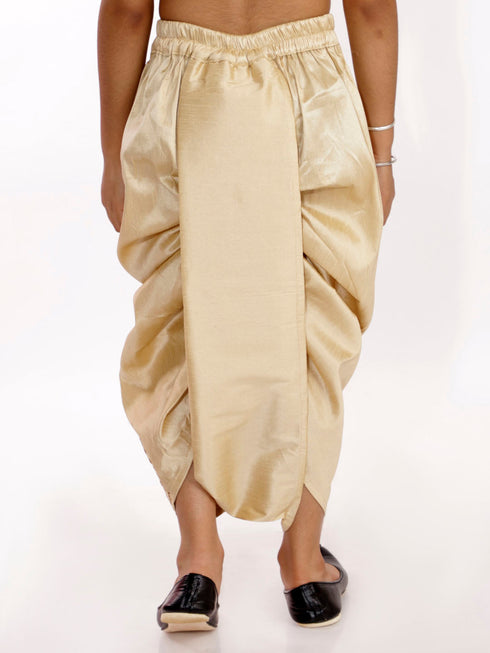Vastramay Boy's Golden Silk Blend Embroidered Dhoti