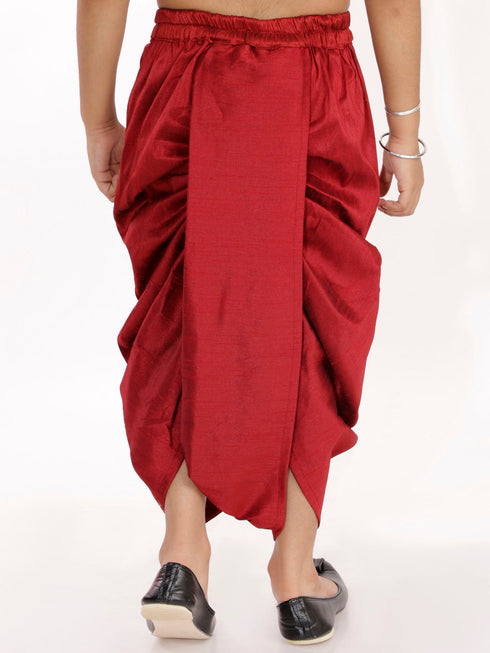 Vastramay Boy's Maroon Blend Embroidered Dhoti