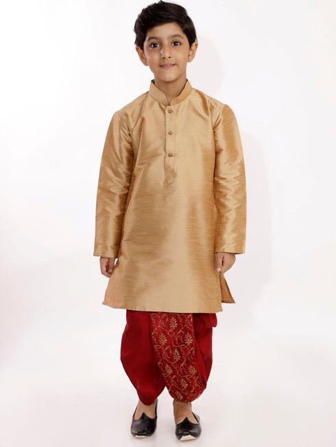 Vastramay Boy's Maroon Blend Embroidered Dhoti