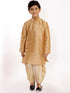 Vastramay Boy's Gold Silk Blend Embroidered Dhoti