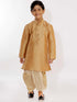 Vastramay Boy's Gold Silk Blend Embroidered Dhoti