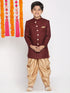 Vastramay Boy's Maroon And Rose Gold Indowestern Set
