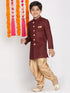 Vastramay Boy's Maroon And Rose Gold Indowestern Set
