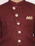 Vastramay Boy's Maroon And Rose Gold Indowestern Set