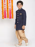 Vastramay Boy's Navy Blue And Rose Gold Indowestern Set