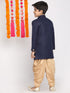 Vastramay Boy's Navy Blue And Rose Gold Indowestern Set
