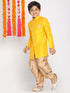 Vastramay Boy's Mustard And Rose Gold Indowestern Set