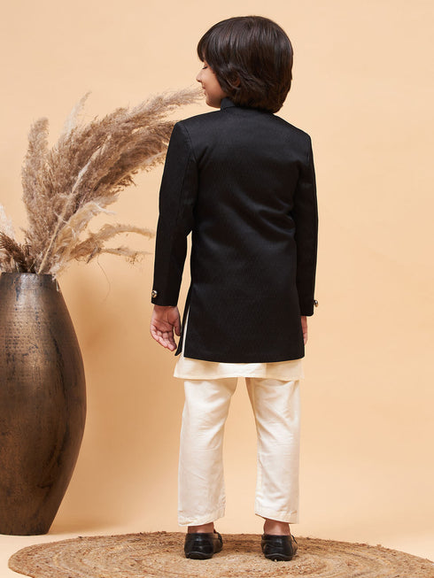 Vastramay Boys' Black Indo-western Set