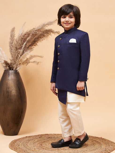 Vastramay Boys' Blue Indo-western Set