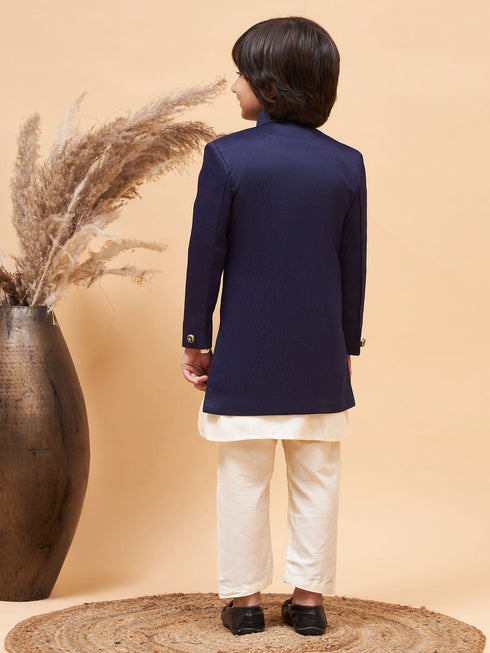 Vastramay Boys' Blue Indo-western Set