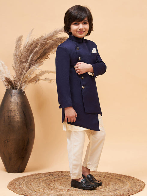 Vastramay Boys' Blue Indo-western Set