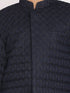 Vastramay Boys Navy Blue Embellished Slim-Fit Sherwani Set
