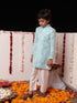 Vastramay Boys' Blue Jacquard Sherwani Set