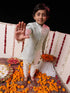 Vastramay Boys' Grey Jacquard Sherwani Set