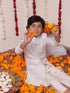 Vastramay Boys' Purple Jacquard Sherwani Set