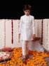 Vastramay Boys' Purple Jacquard Sherwani Set