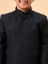 Vastramay Boy's Black Glitter Indo Western Sherwani Set