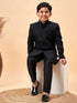 Vastramay Boy's Black Glitter Indo Western Sherwani Set